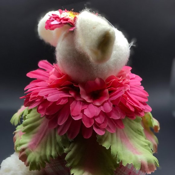FLORAL RABBIT BUNNY Adorable Plush Bean Base Adjustable Wire Ears Easter Gift - Picture 8 of 15